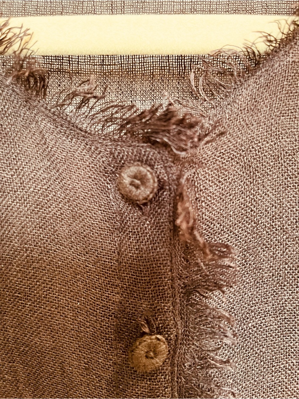 Eileen Fisher Sheer Linen Button -Front Black/Brown Blouse. - Picture 5 of 14